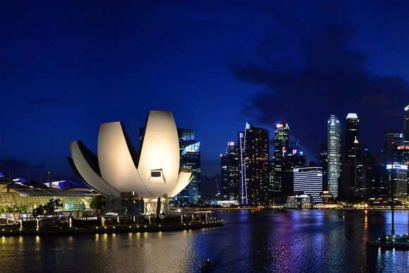 Singapore skyline at night
